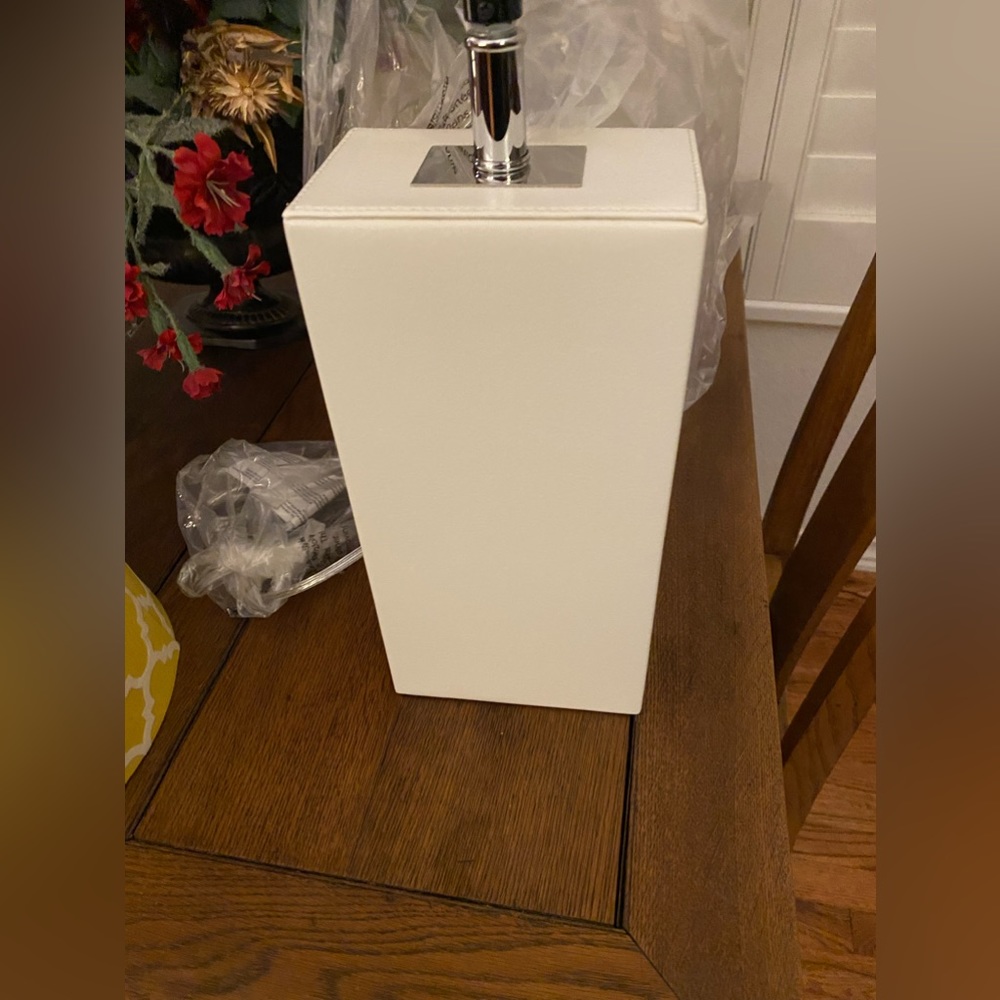 Leather Base White Lamp-Brand New-Never Used in Original Plastic.